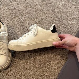 a new day White Sneakers with Black Heel Accent